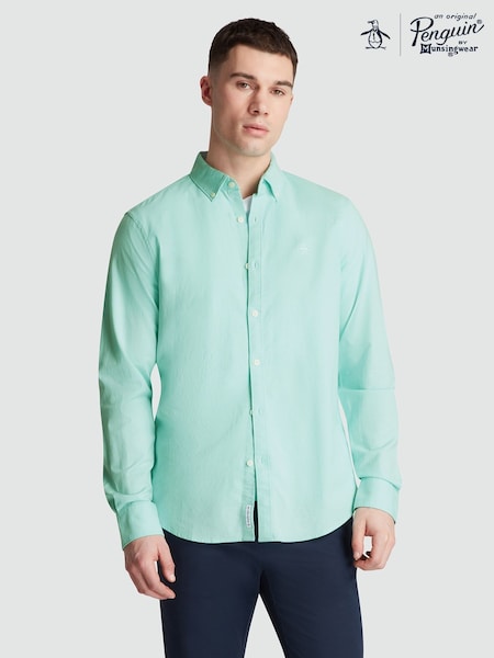 Original Penguin Blue Oxford Stretch Long Sleeve Shirt (F78818) | €100