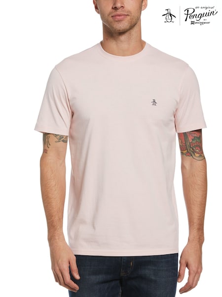 סלמון ורוד - Original Penguin Pin Point 100% Cotton Logo T-shirt (F78820) | ‏151‏₪