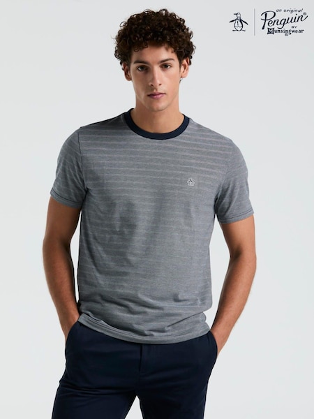 Original Penguin Blue Jacquard Stripe 100% Organic Cotton T-shirt (F78825) | ‏176‏₪