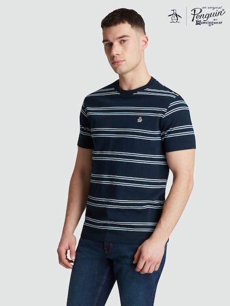 Original Penguin Blue Multi Stripe 100% Organic Cotton T-Shirt (F78832) | R$ 345