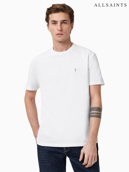 AllSaints White Dexter Short Sleeve Crew T-Shirt (F78850) | 193 QAR