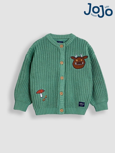 JoJo Maman Bébé Green The Gruffalo Appliqué Chunky Knit Cardigan (F78875) | AED175 - AED210