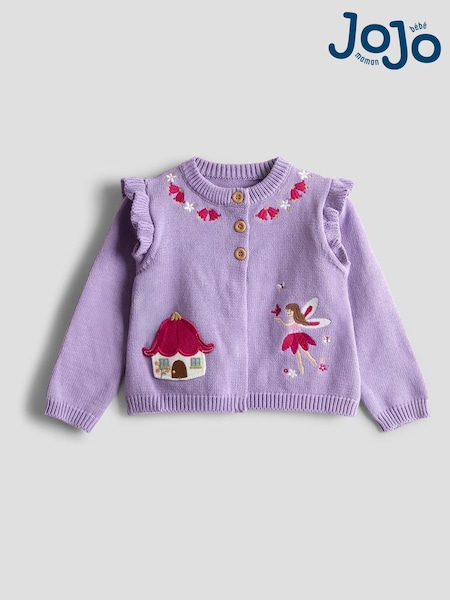 JoJo Maman Bébé Lilac Pet in Pocket Applique Cardigan (F78886) | AED163 - AED181