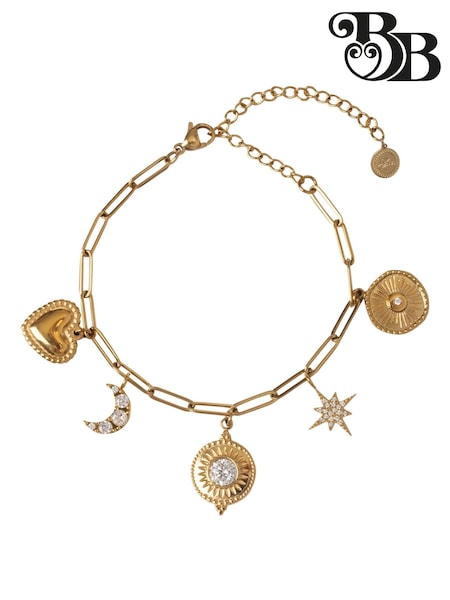 Bibi Bijoux Gold Tone Celestial Stainless Steel Charm Bracelet (F78972) | €46