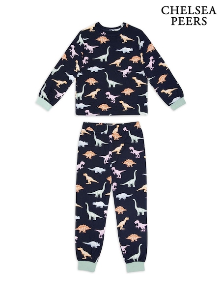 Chelsea Peers Blue Kids Dinosaur Print Long Pyjama Set (F79020) | R$ 275