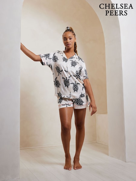Chelsea Peers Satin Jacquard Turtle Short Pyjamas Set (F79023) | ‏247 ر.ق.