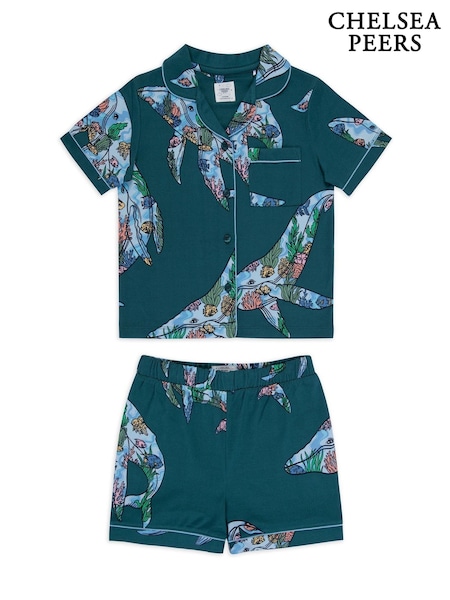 Chelsea Peers Natural Kids Coral Whale Print Short Pyjamas Set (F79025) | €36