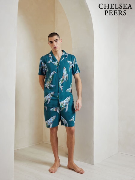 Chelsea Peers Coral Whale Print Short Pyjamas Set (F79059) | ‏188 ر.ق.