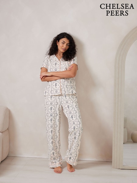 Chelsea Peers Cotton Under the Sea Scarf Print Long Pyjamas Set (F79070) | ‏277‏₪
