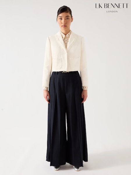 LK Bennett Cream Carla Cotton Blend Cropped Collar And Revere Fray Detail Jacket (F79082) | 17,964 UAH