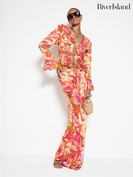 River Island Floral Print Bias Beach Maxi Skirt (F79096) | ‏176‏₪