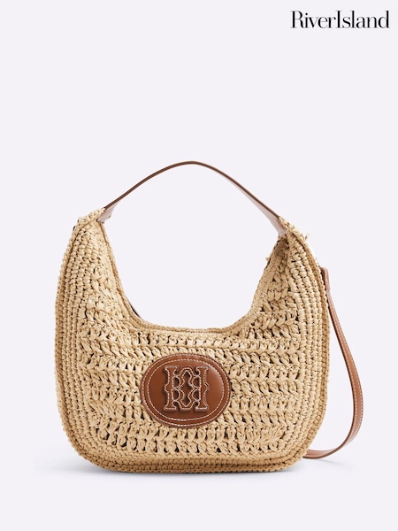 River Island Scoop Raffia Shoulder Bag (F79103) | kr800