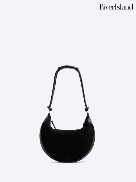 Черный - River Island Suede Knot Slouch Shoulder Bag (F79105) | €74