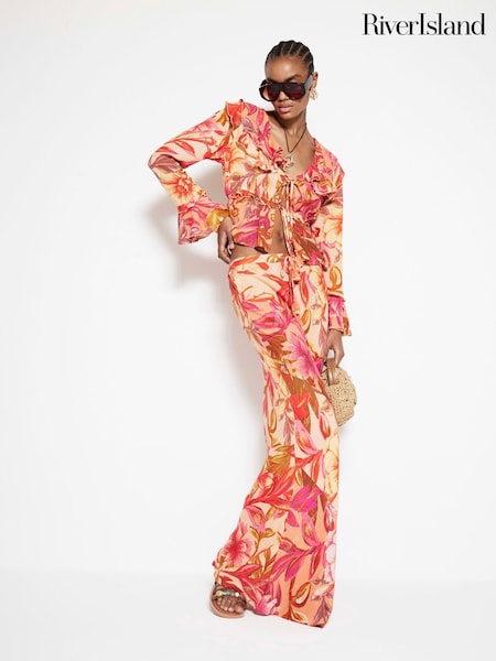 River Island Floral Frill Tie Beach Top (F79113) | €50
