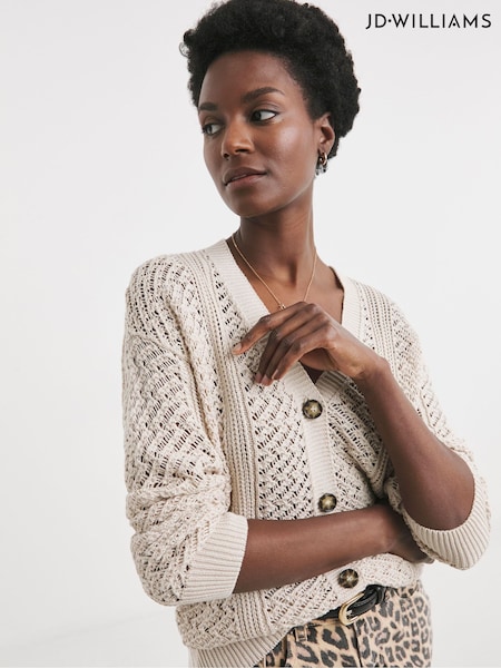 Naravni - JD Williams Crochet Button Down Cardigan (F79121) | € 45