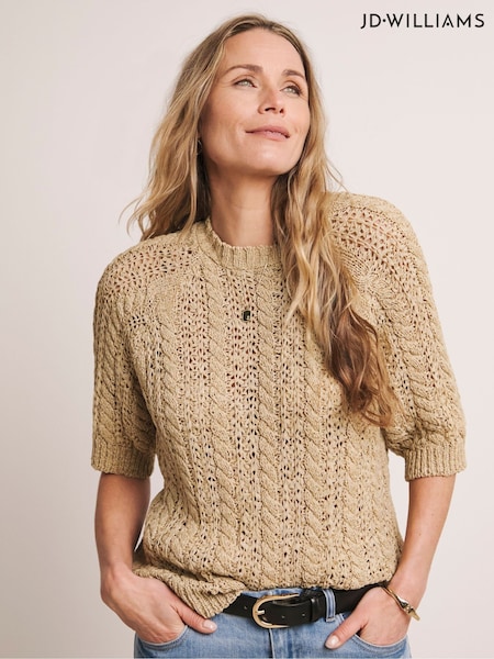 Anthology By JD Williams Natural Cable Knit Half Sleeve Jumper (F79125) | €43