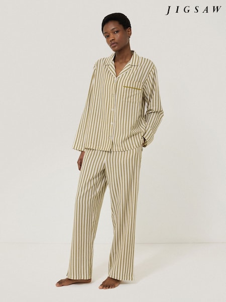 Jigsaw Green Calmont Stripe Full Length Pyjamas (F79164) | AED460