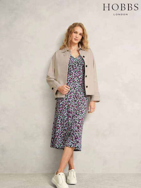 Hobbs Black/Purple Flo Jersey Dress (F79217) | €126