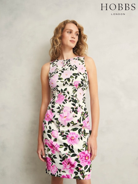Hobbs White/Pink Fiona Dress (F79224) | 737 QAR