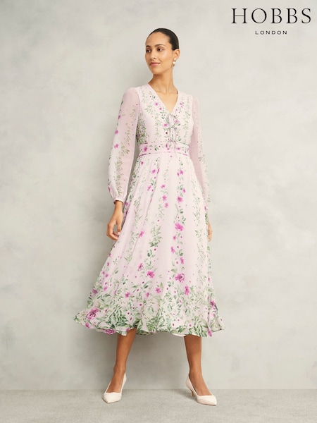 Hobbs Pink Petite Fay Silk Dress (F79226) | 1,727 QAR