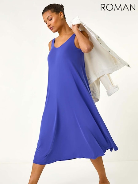 Roman Blue Strappy Jersey Midi Dress (F79319) | €58