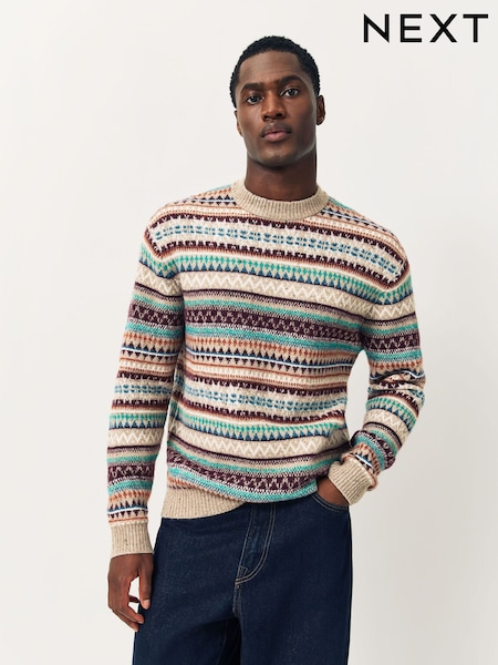 Multi Regular Fit Fairisle Pattern Crew Neck Jumper (F79357) | € 54