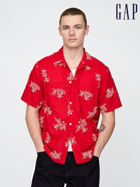 Gap Red Floral Linen-Cotton Shirt (F79364) | €66