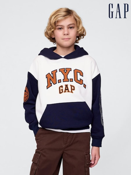 Gap White Vintage Soft NYC Logo Hoodie (4-13yrs) (F79373) | €59