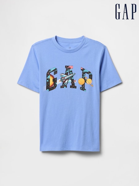 Синий с космическим принтом - Gap Graphic Logo T-Shirt (4-13yrs) (F79378) | €13