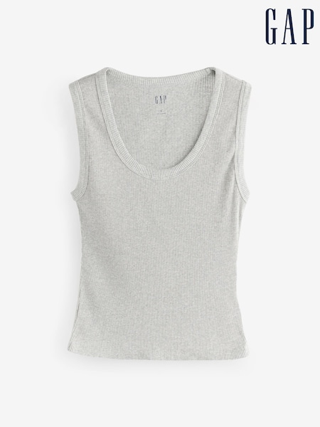 Gap Light Grey Ribbed Knit Cotton Stretch Scoop Vest (F79381) | €23