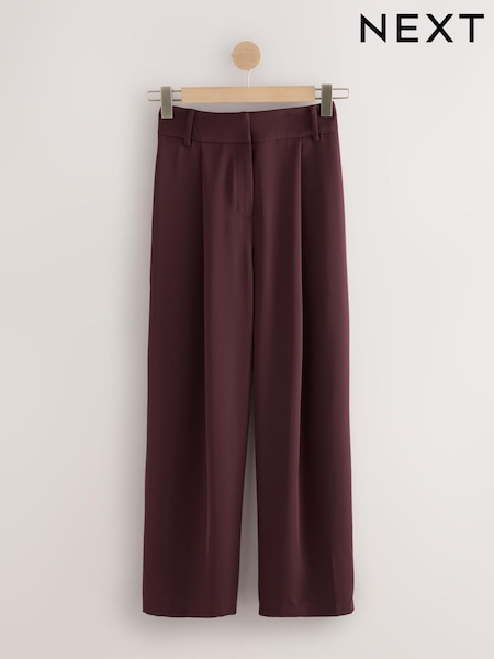 Burgundy Red Elastic Back Wide Leg Trousers (F79432) | €49.50