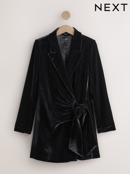 Black Velvet Tux Wrap Dress (F79434) | €88