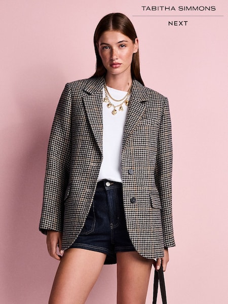 Natural Tabatha Simmons X Next Houndstooth 100% Wool Blazer (F79445) | €245.50