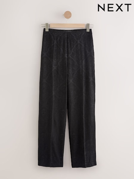 Black Jacquard Straight Leg Occasion Trousers (F79465) | €56