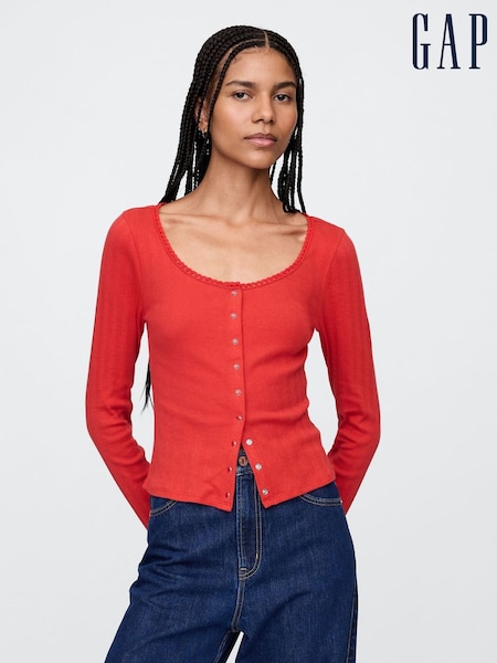rdeča - Gap Cropped Pointelle Cardigan (F79479) | € 33