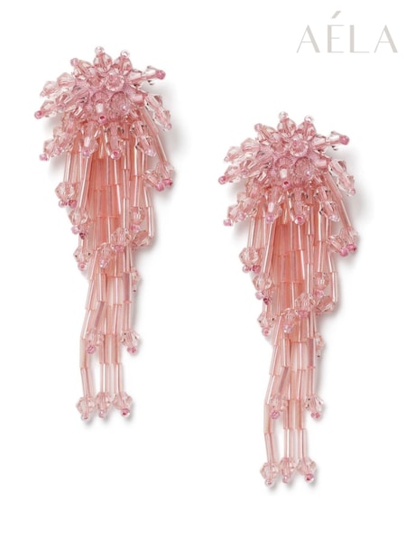 Aela Pink Beaded Cluster Drop Earrings (F79545) | €22