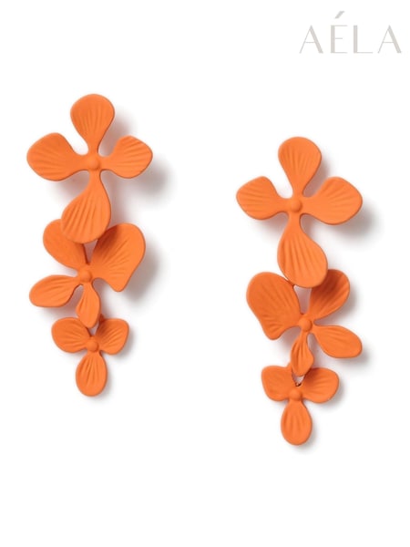 Aela Orange Flower Powdercoat Drop Earrings (F79554) | €14