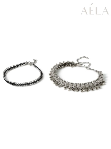 Aela Silver Tone Bohemian Thick Chain Anklets Multipack (F79558) | €24
