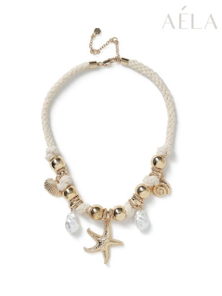Aela Gold Tone Shell Rope Collar Necklace (F79571) | € 44