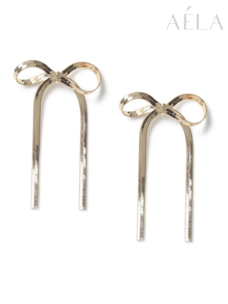 Aela Gold Tone Bow Stud Earrings (F79575) | ‏63‏₪