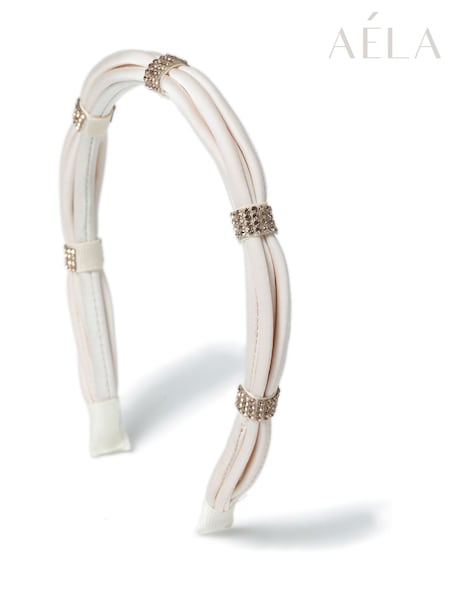 Aela Cream Skinny Rhinestone Alice Hair Band (F79576) | 123 LEI