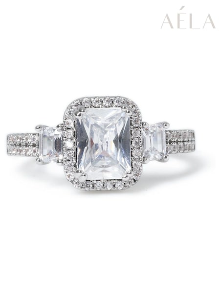 Aela Silver Tone Square Cut Cubic Zirconia Ring (F79580) | €24