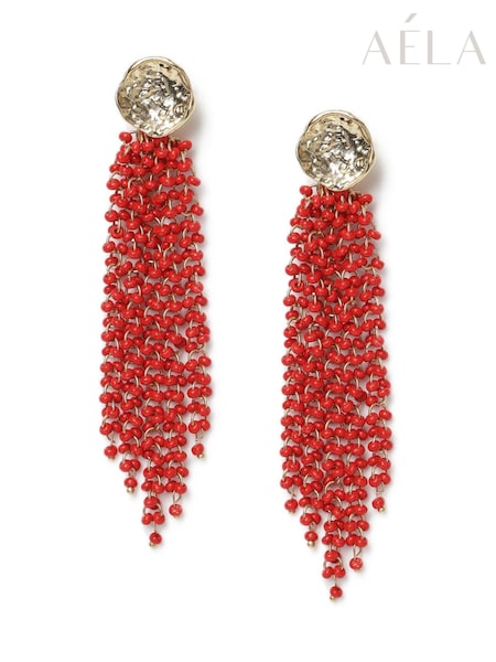 Aela Red Beaded Cluster Drop Earrings (F79583) | €20