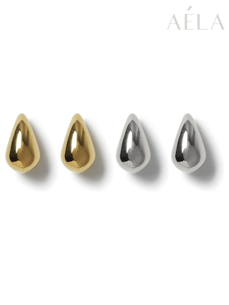 Aela Stainless Gold Tone Silver Tone Steel Waterproof Mixed Metal Teardrop Earrings 2 Pack (F79585) | €35