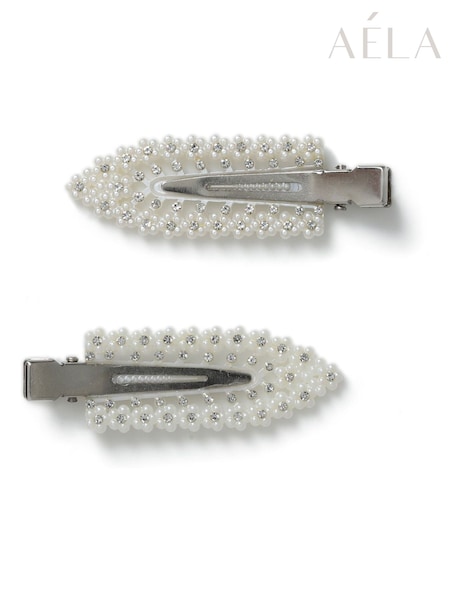 Aela Pearl Effect White Hair Slides (F79589) | € 8