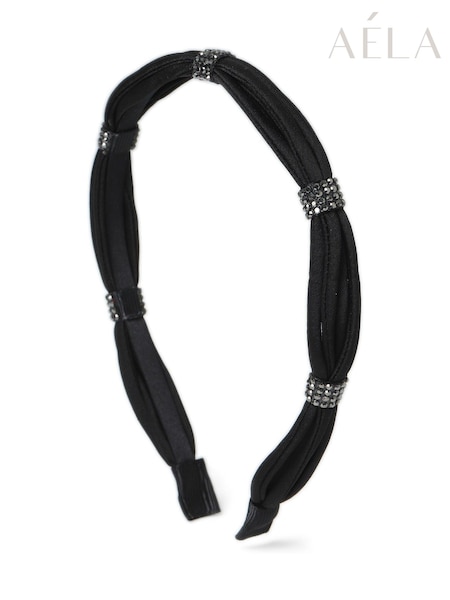 Aela Skinny Rhinestone Alice Black Hair Band (F79601) | €24