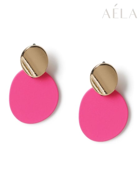 Aela Pink Mini Powdercoat Drop Earrings (F79610) | 45 QAR