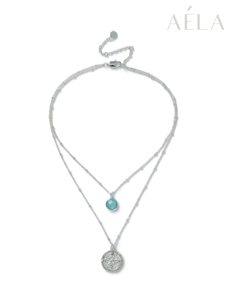 Aela Silver Tone Real Stone And Coin Multirow Necklace (F79611) | €23