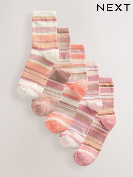 Neutral Stripe Ankle Socks 5 Pack (F79632) | €13