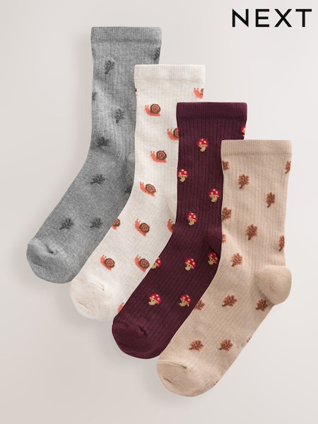Autumn Animals Ditsy Ankle Socks 4 Pack (F79633) | €13